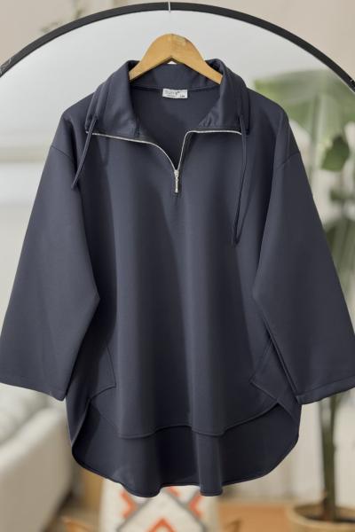 Scuba  Yaka fermuarlı Tunik siyah BK9510