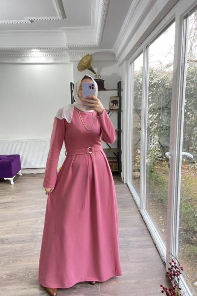 Selanik kumaş  pileli elbise