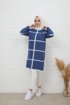 Şeritli Triko Tunik İndigo NFS14491