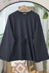 Seyyar Kuşaklı ispanyol kol Tunik Siyah  DS2054