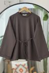 Seyyar Kuşaklı ispanyol kol Tunik Kahve  DS2054