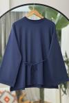 Seyyar Kuşaklı ispanyol kol Tunik  Lacivert DS2054