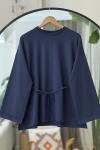 Seyyar Kuşaklı ispanyol kol Tunik  Lacivert DS2054