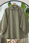 Seyyar kuşaklı salaş gömlek Tunik Yeşil  BK9521