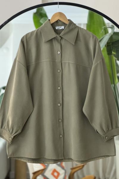 Seyyar kuşaklı salaş gömlek Tunik Yeşil BK9521