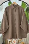 Seyyar kuşaklı salaş gömlek Tunik kahve BK9521