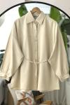 Seyyar kuşaklı salaş gömlek Tunik Bej BK9521