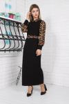 shr 416 leopar desen kemerli elbise siyah