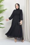 Şifon elbise siyah TBT3062