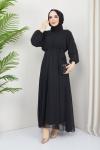 Şifon elbise siyah TBT3062