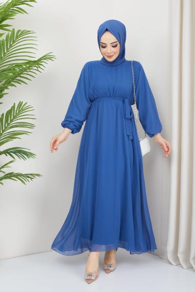 Şifon elbise indigo TBT3062