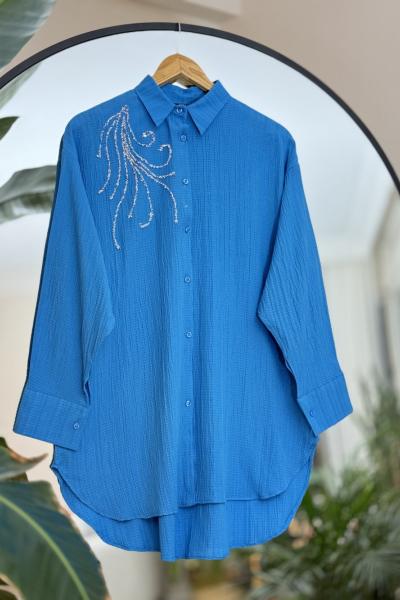 Sim işlemeli  Tunik mavi NEX30264