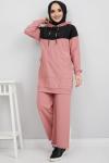 Simli Scuba Krep Kumaş Takım Pembe HBS868