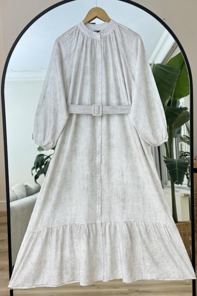 Sina Kemerli  Hakimyaka   Elbise Bej UMS50237