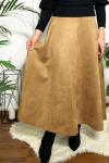 Süet nubuk etek Camel HBS879