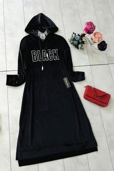 Tamboy kadife tunik Siyah UMS5025