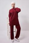 Taş İşlemeli Triko Takım Bordo NSY 30182