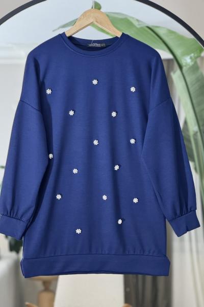 Taş işlemeli tunik Lacivert  NEW6031