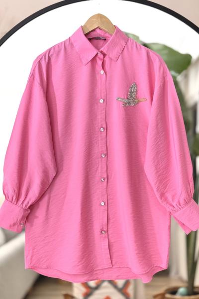 Taş işlemeli tunik  Pembe  NEW6039