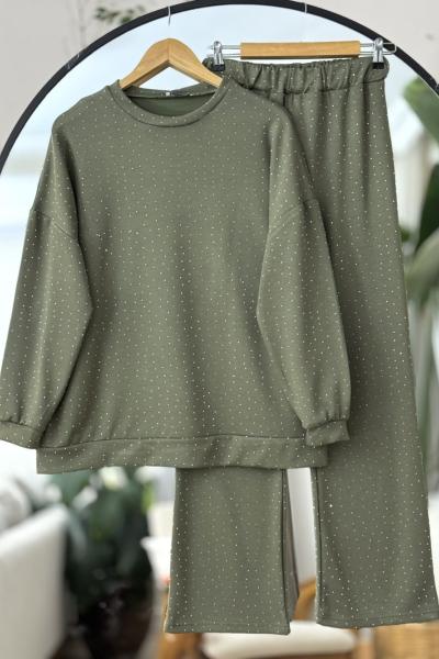 Taş işlemeli oysh  takım Yeşil UMS50313