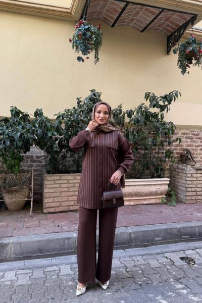 Taş işlemeli İkili Takım Kahve YR30553