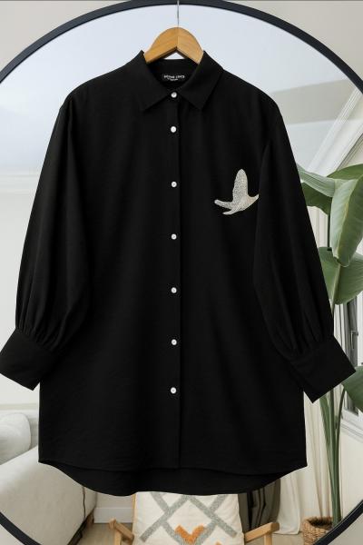 Taş işlemeli tunik  Siyah  NEW6039