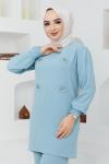 Taş işlemeli Ayrobin Kumaş Takım bebemavi  ZNK1508