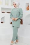 Taş işlemeli Ayrobin Kumaş Takım mintyeşil ZNK1508
