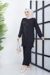 Taş işlemeli bürümcük ikili takım Siyah SLT3063