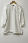 Taş işlemeli ikiiplik tunik Beyaz  SLT30138