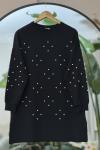 Taş Ve  boncuk işlemeli  Tunik siyah DST2026