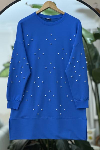 Taş Ve  boncuk işlemeli  Tunik mavi  DST2026