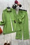 Taşlı Keten ikili takım Fıstıkyeşil UMS5033