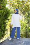 tbl 612 ayrobin kumaş yaka fiyonklu tunik Beyaz