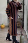tcn505 kahve -siyah) cizgili triko tunik kahve siyah
