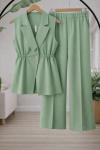 Tek Düğmeli  yelekli Takım suyeşil TB8083