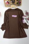 Tek kol nakış işlemeli tunik Kahve ADS1500