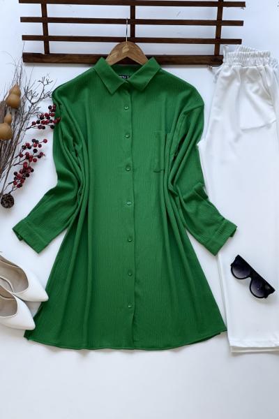 Tekcep  düğmeli tunik Yeşil Ady3079