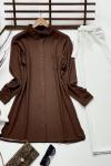Tekcep  düğmeli tunik kahve  Ady3079