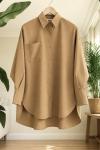 Tekcep oversize gömlek camel SH3091