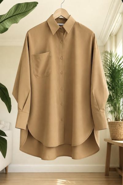 Tekcep oversize gömlek camel SH3091
