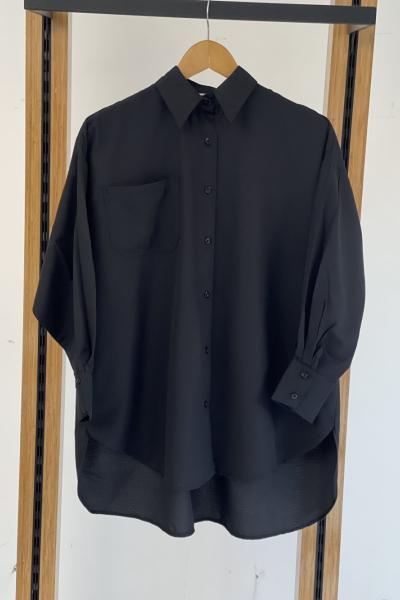 Tekcep oversize gömlek Siyah SH3091