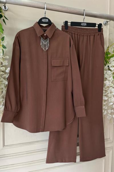 Tekçepli salaş İkili Takım Kahve UMS50240