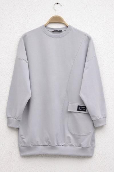 Tekcepli tunik gri  SLT30155