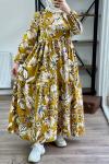 Terikoton   Kuşaklı Elbise hardal sarı 1524