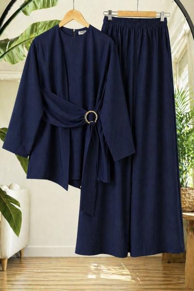 Tokalı  kuşak bağlamalı Takım Lacivert UMS50352