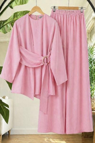 Tokalı  kuşak bağlamalı Takım Pembe UMS50352