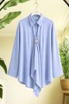 Tokalı Tek düğmeli Kimono Gömlek Mavi BK9581