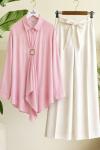 Tokalı Tek düğmeli Kimono Gömlek Pembe BK9581