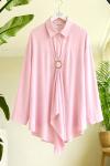 Tokalı Tek düğmeli Kimono Gömlek Pembe BK9581